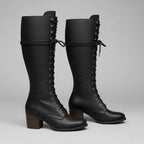 Damien | Womenâ€™s Lace-Up Knee-High Boots with Block Heel