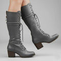 Damien | Womenâ€™s Lace-Up Knee-High Boots with Block Heel