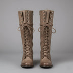Damien | Womenâ€™s Lace-Up Knee-High Boots with Block Heel
