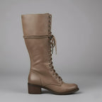 Damien | Womenâ€™s Lace-Up Knee-High Boots with Block Heel