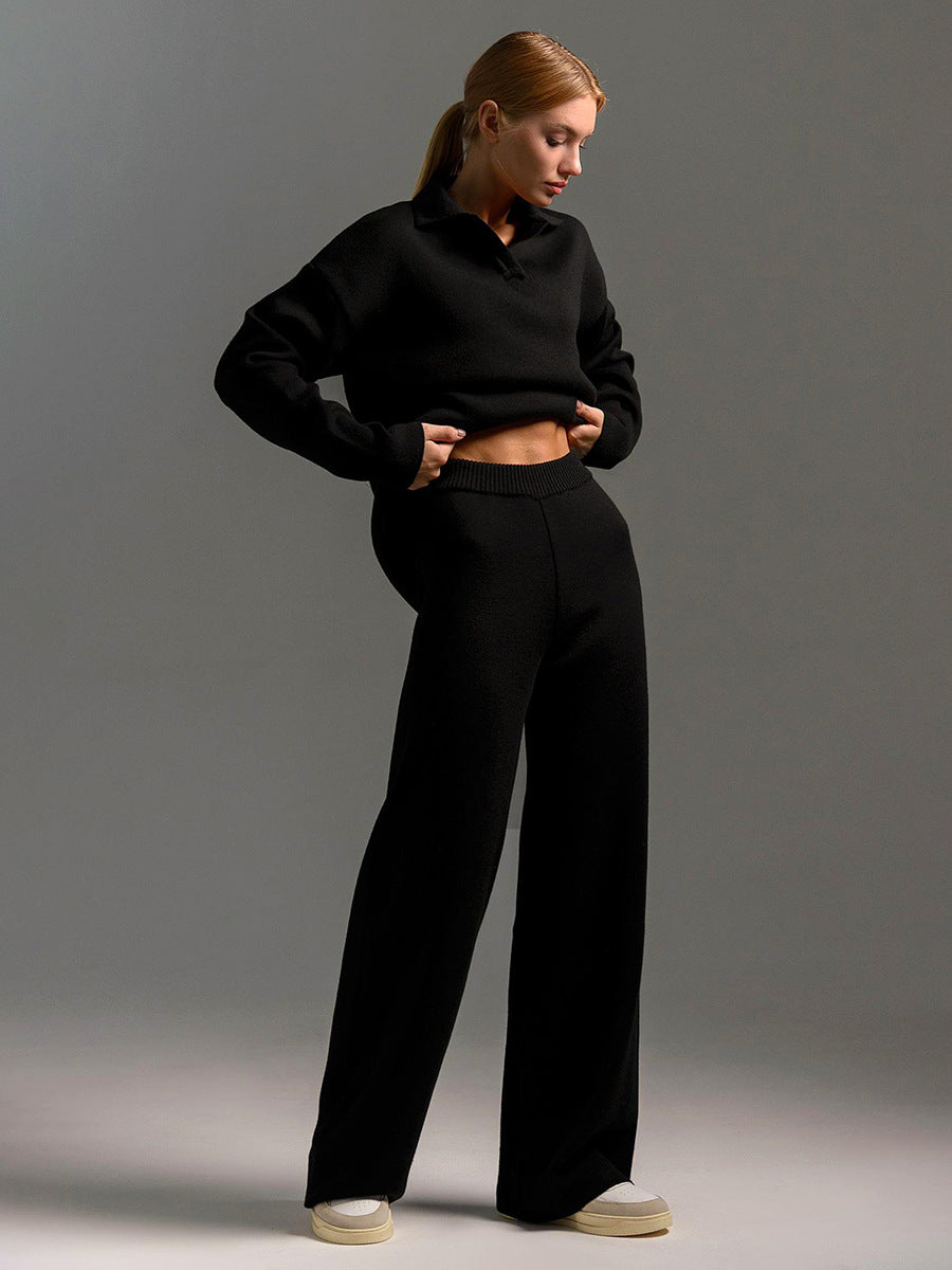 Hannah | Womenâ€™s Collared Two Piece Relaxed Fit Lounge Set