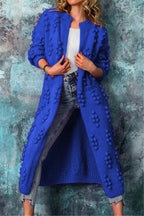 Aurora | Women Winter Long Knitted Cardigan with Poms