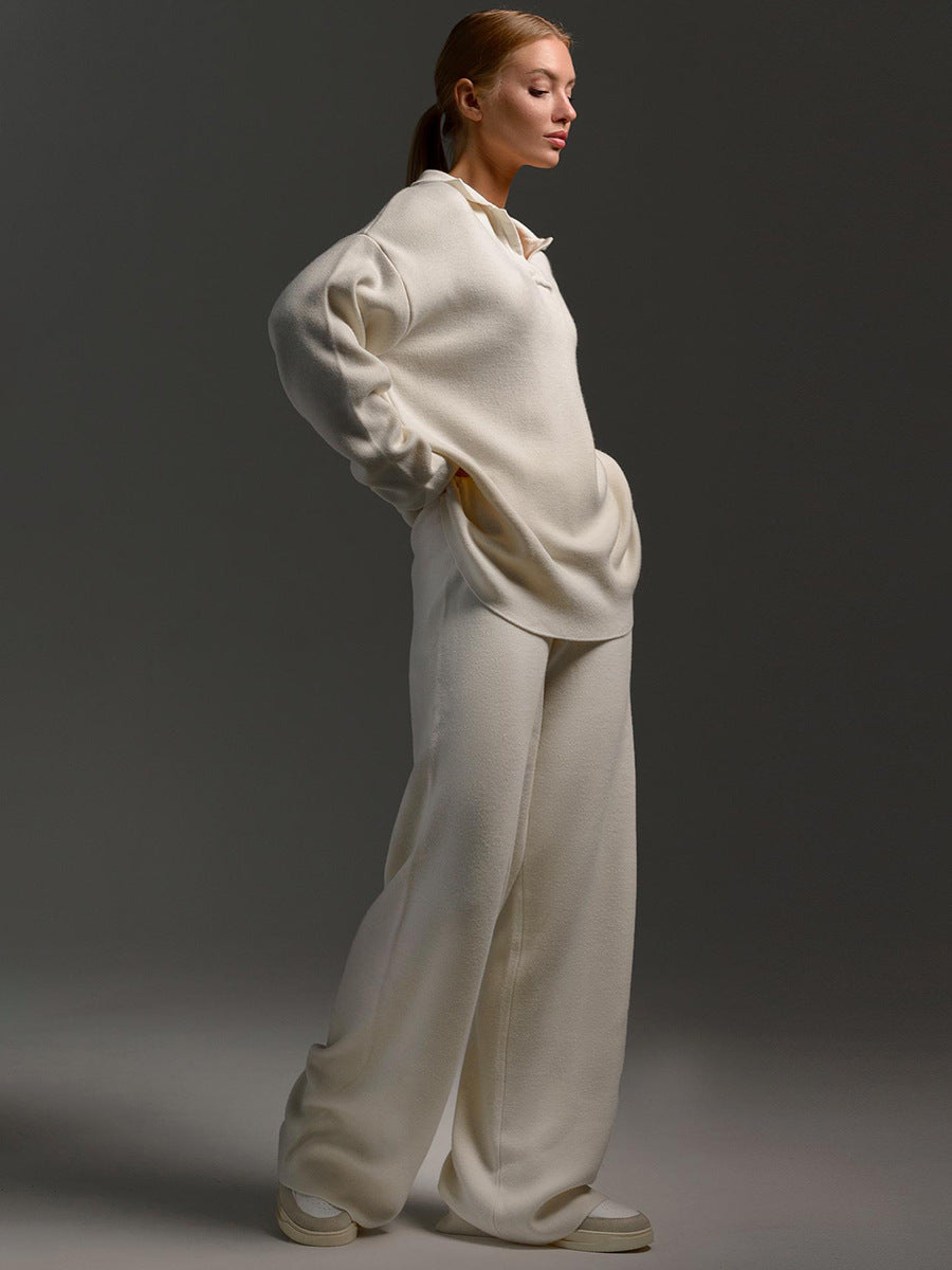 Hannah | Womenâ€™s Collared Two Piece Relaxed Fit Lounge Set