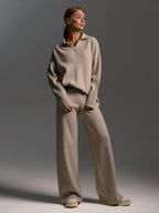 Hannah | Womenâ€™s Collared Two Piece Relaxed Fit Lounge Set