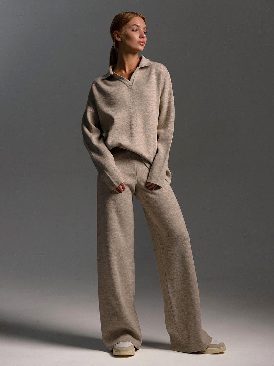 Hannah | Womenâ€™s Collared Two Piece Relaxed Fit Lounge Set