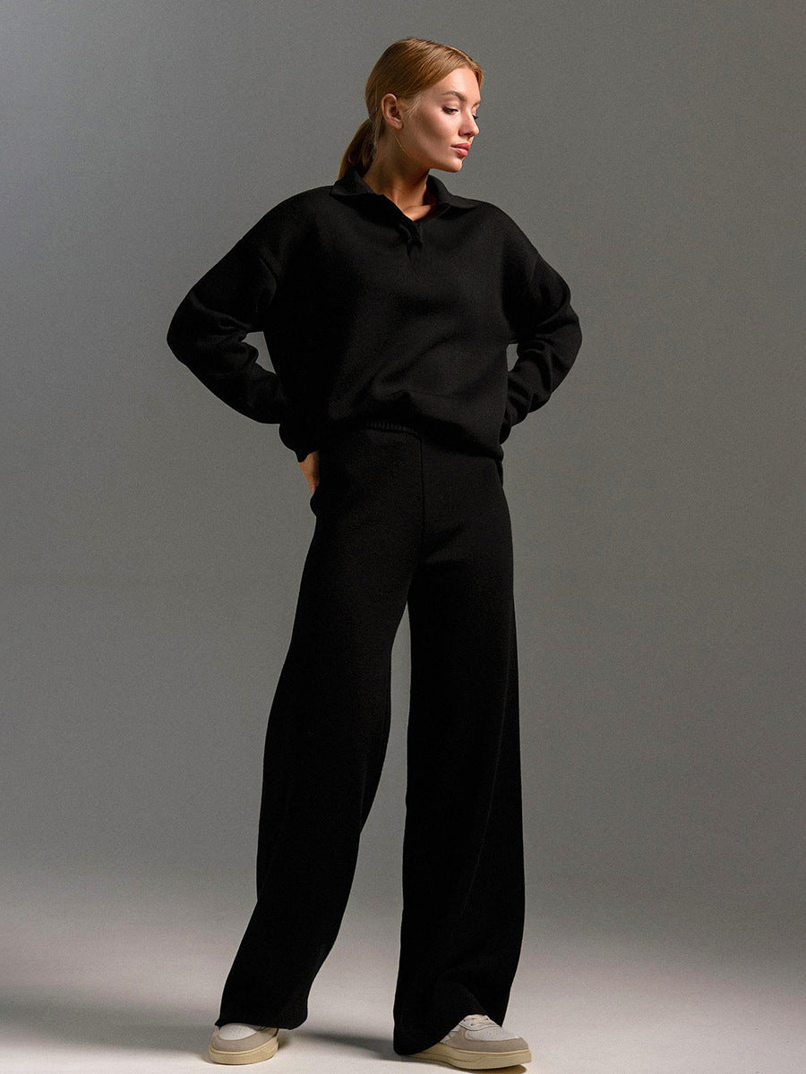 Hannah | Womenâ€™s Collared Two Piece Relaxed Fit Lounge Set