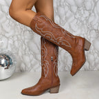 Eliza | Women’s Western Leather Winter Boots with Embroidery