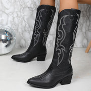 Eliza | Women’s Western Leather Winter Boots with Embroidery