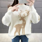 Carla | Women’s Winter Sweater with Reindeer Pattern