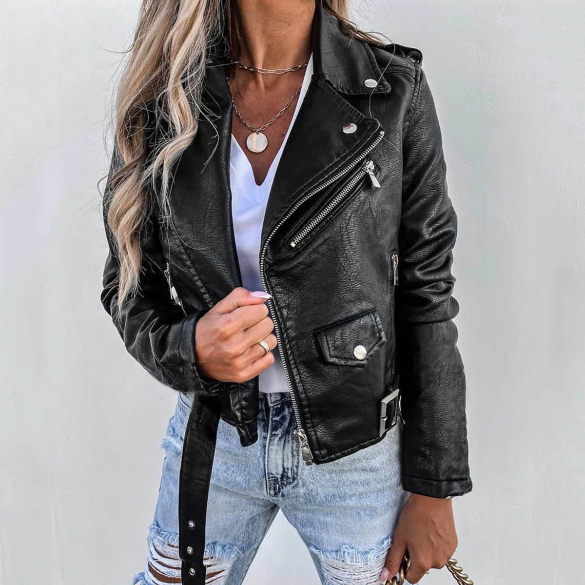 Catherine | Womenâ€™s Classic Zipper Biker Jacket