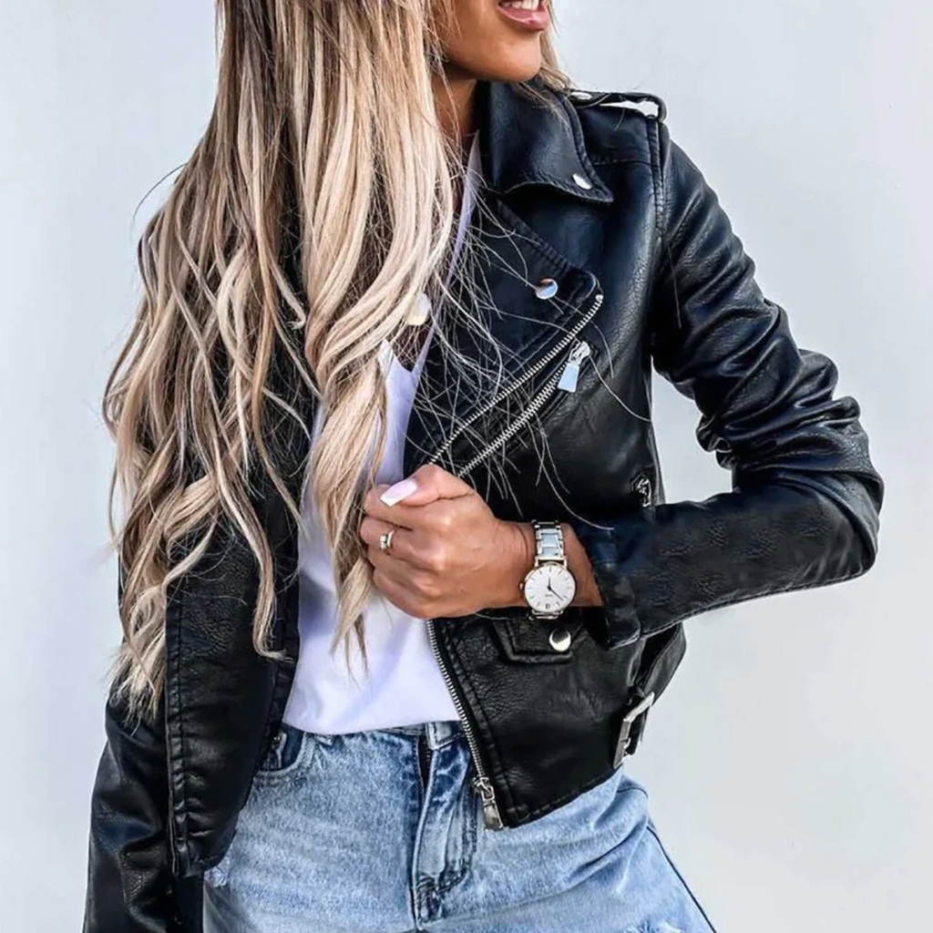 Catherine | Womenâ€™s Classic Zipper Biker Jacket