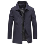 Adam | Men's Casual Slim Fit Long Jacket with Button Closure