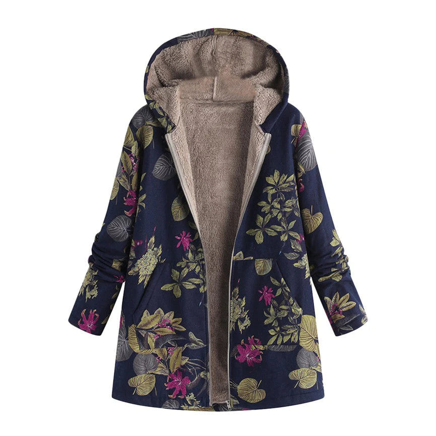 Casey | Womenâ€™s Winter Floral Coat with Hood