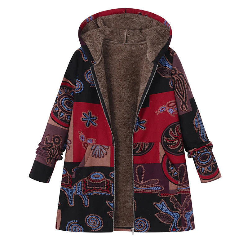 Casey | Womenâ€™s Winter Floral Coat with Hood