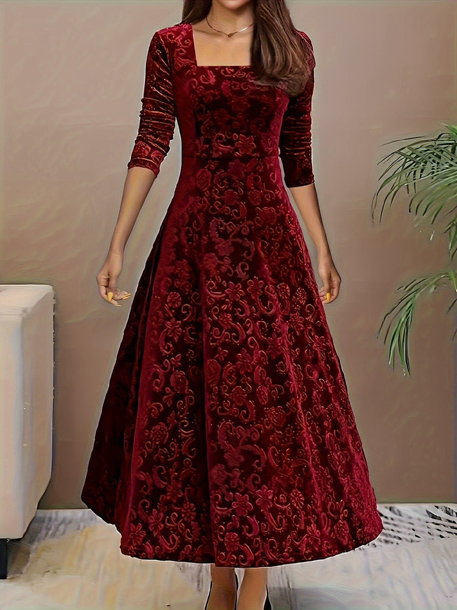 Bethany | Womenâ€™s Graceful Floral Design Midi Dress