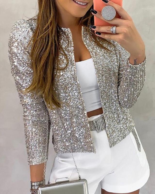 Daisy | Womenâ€™s Sparkling Open Front Sequin Party Blazers